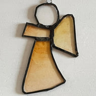 ängel 2 i återvunnet planglas (10 cm) aprikos  - Fair Trade