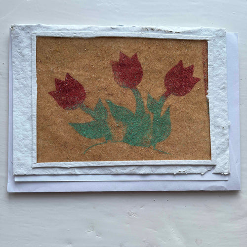 Handgjort sandkort 49 - tulpaner