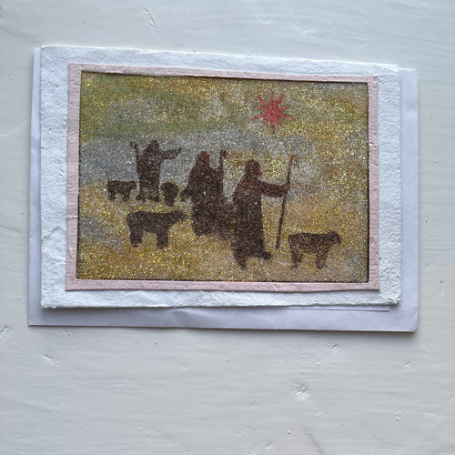 Handgjort sandkort 65 - herdar på julnatten