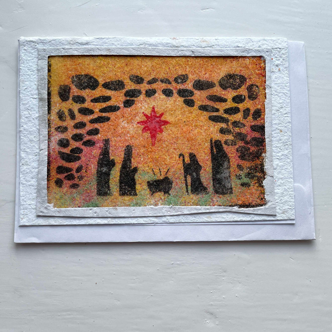 Handgjort sandkort 66 - julnatten i grottan