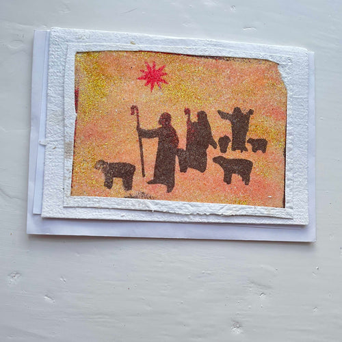 Handgjort sandkort 67 - herdar på julnatten