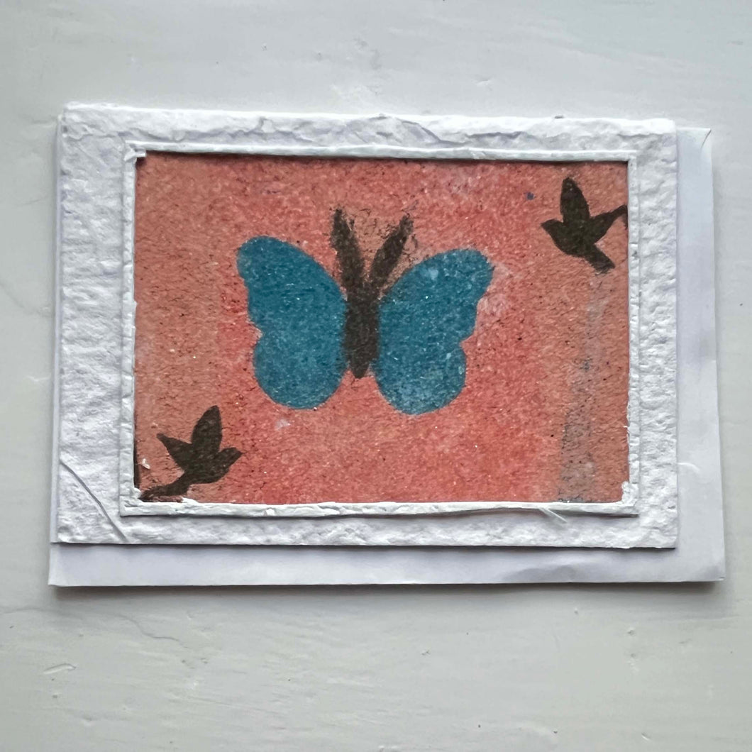 Handgjort sandkort 73 - fjäril, hopp