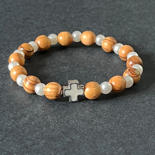 armband 25 - vitt kors