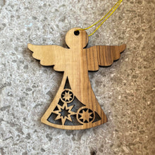 Lägg bild i galleriet, ängel i olivträ med stjärnor i sin kjol 6  (6 cm) - Fair Trade