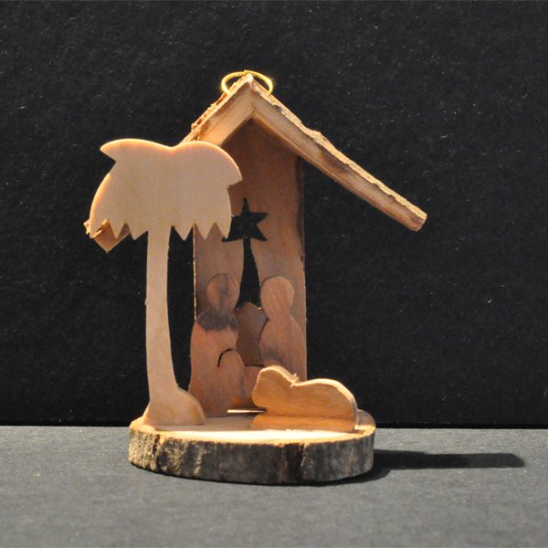 Liten (7 cm) julkrubba med barktak L