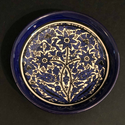 Keramikskål - blå blommor 2
