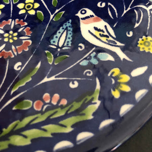 keramikfat - blommor o fåglar 1 (16,5 cm)